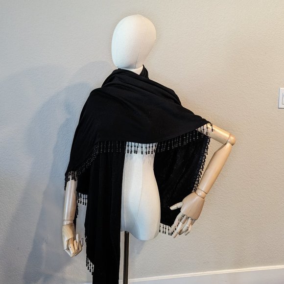 Silver Threads LTD Jackets & Blazers - Silver Threads LTD Beaded Fringe Cape | Goth | Witchy